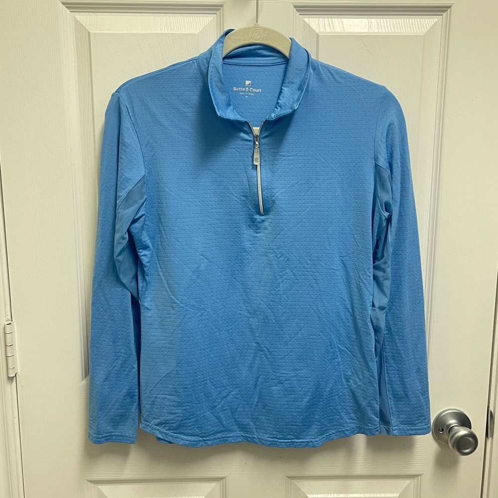 Bette & Court Blue Quarter Zip Top